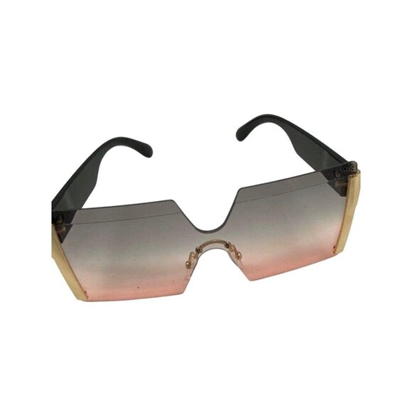 Frameless Hourglass Sunglasses Pink Gradient & Gold Accents Oversized Modern Loo - Picture 5 of 11